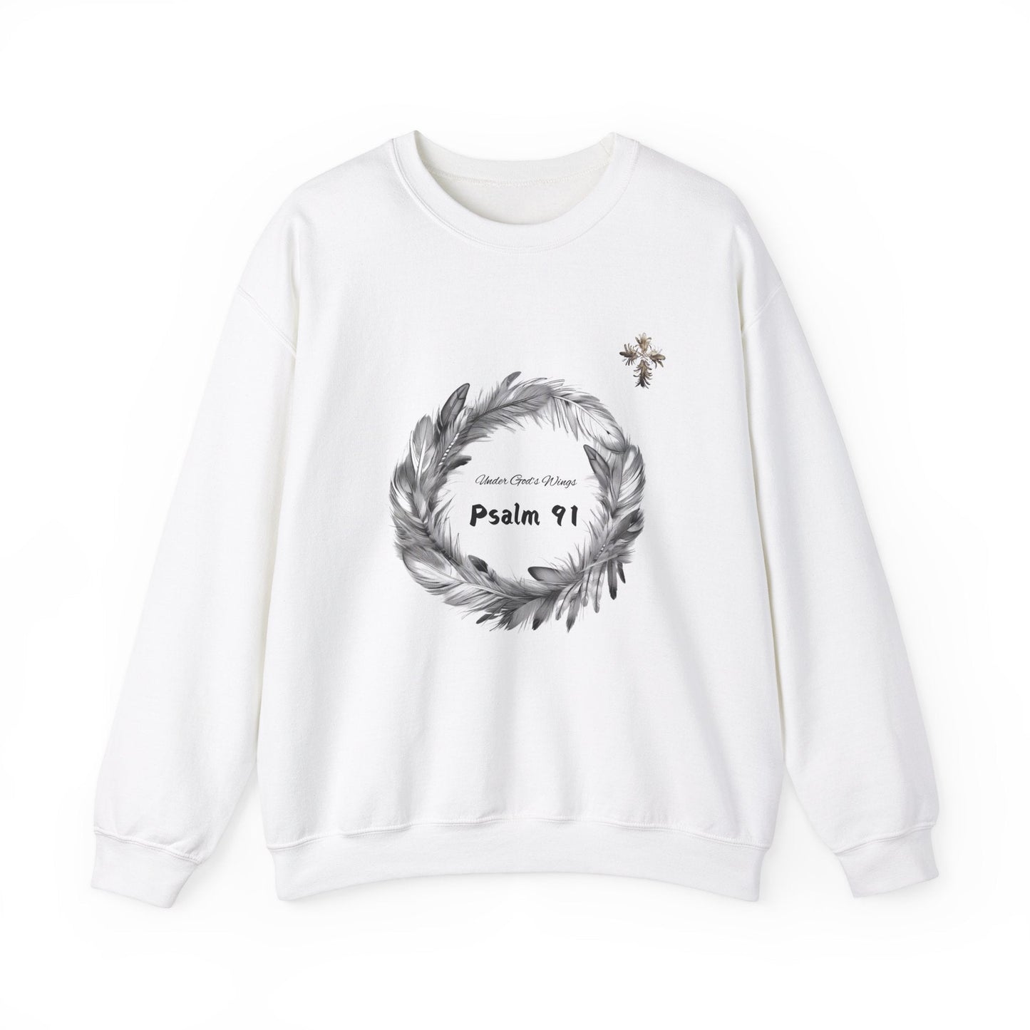 Psalm 91 Sweatshirt with feathers cross
