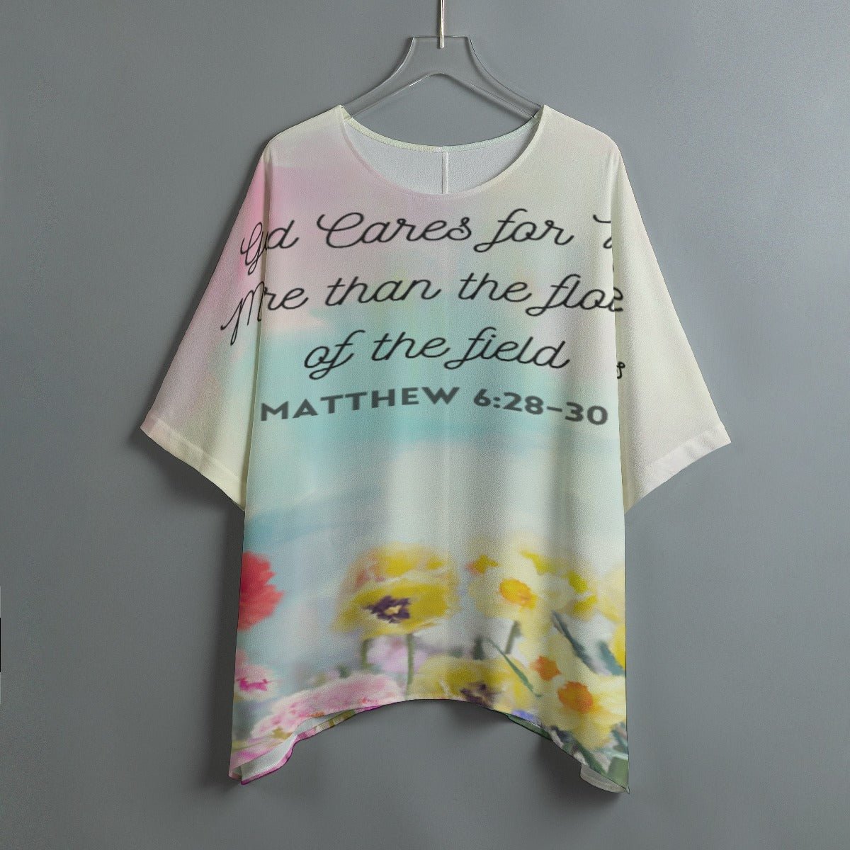 God Cares For Me Bat Sleeve Shirt